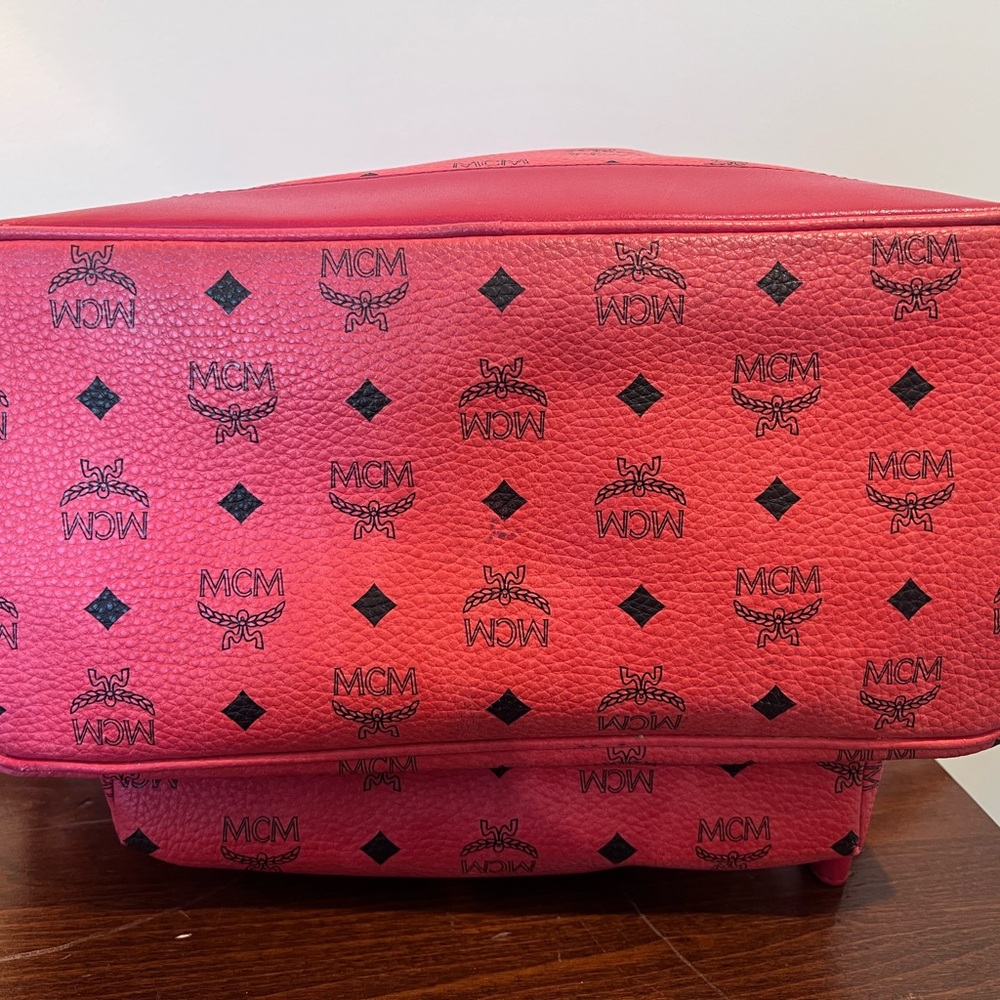 MCM Vibrant Pink Visetos Leather Backpack - Picture 7 of 11